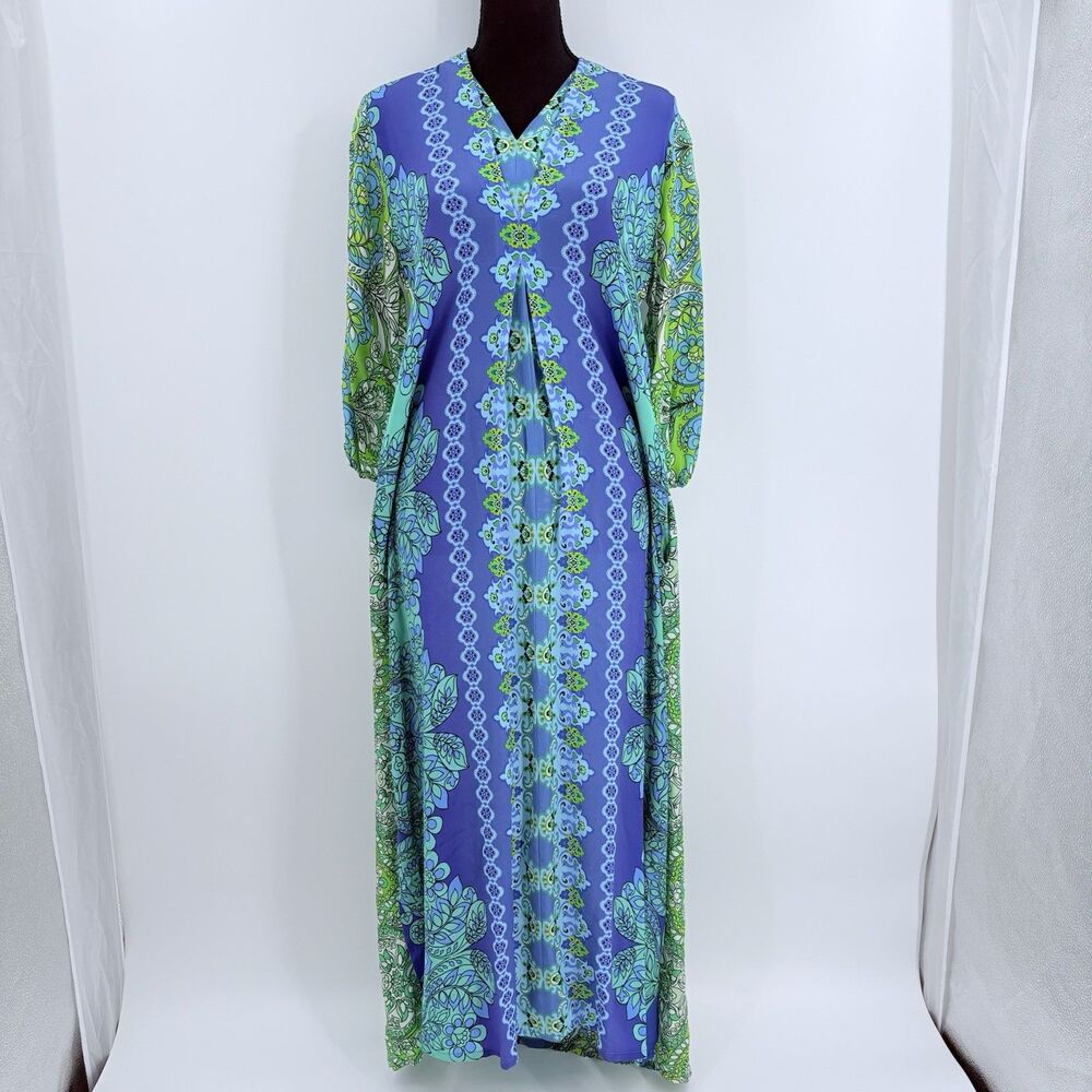 Johnny Was Kahinu Silk Maxi Dress Small Floral Resort Wear Old Money Boho Chic